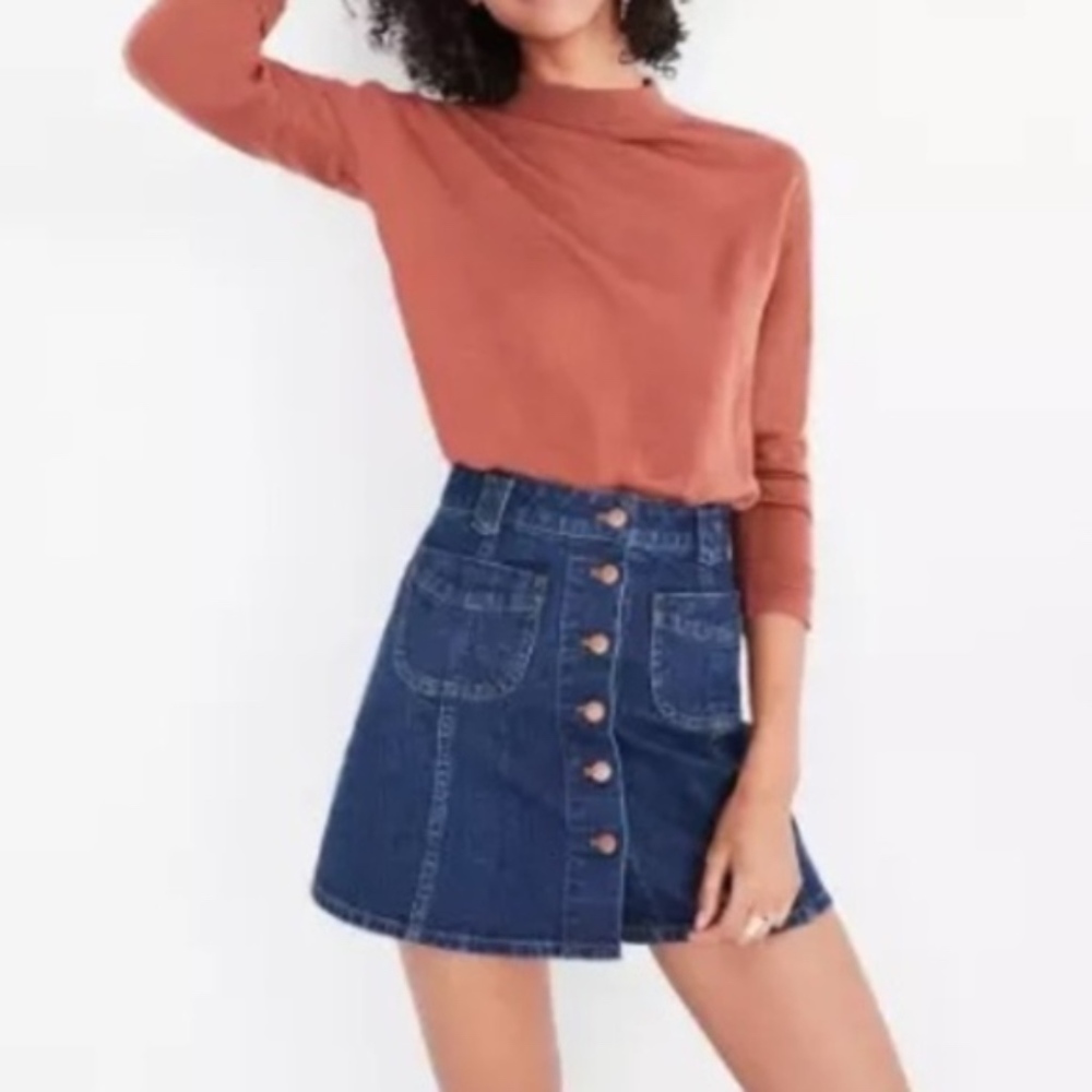 Madewell Button Front Denim Mini Skirt
